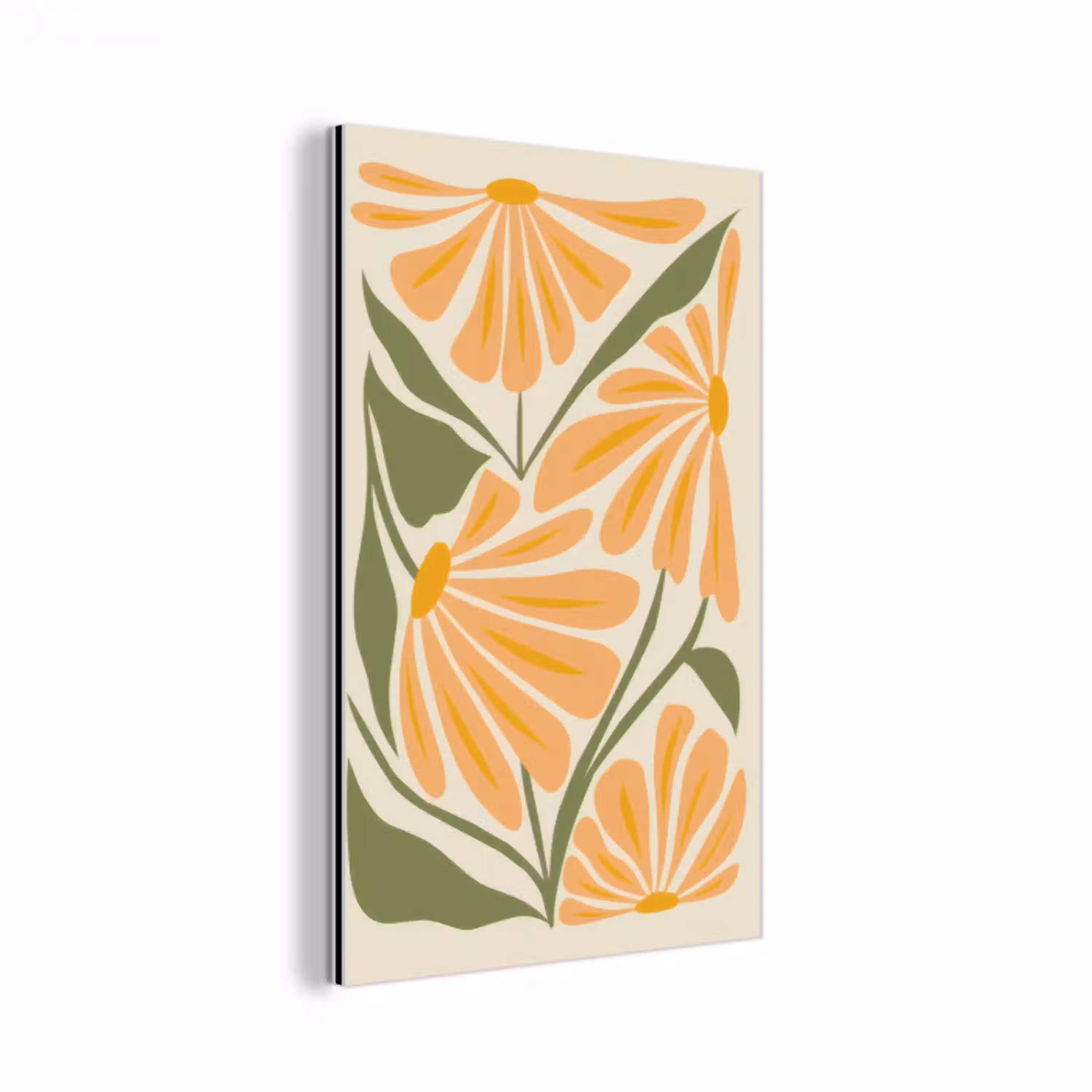Blaadjes - Zachtoranje - Bloemen aluminium wit klein -3d