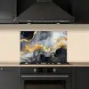 Marmer - Goud - Abstract - Luxe - Zwart en Wit keuken achterwand spatscherm klein -sfeer1