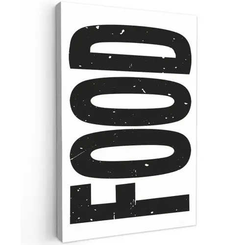 Food - Zwart - Wit - Decoratie Tuinposter op houten frame 2 cm dik klein -3d