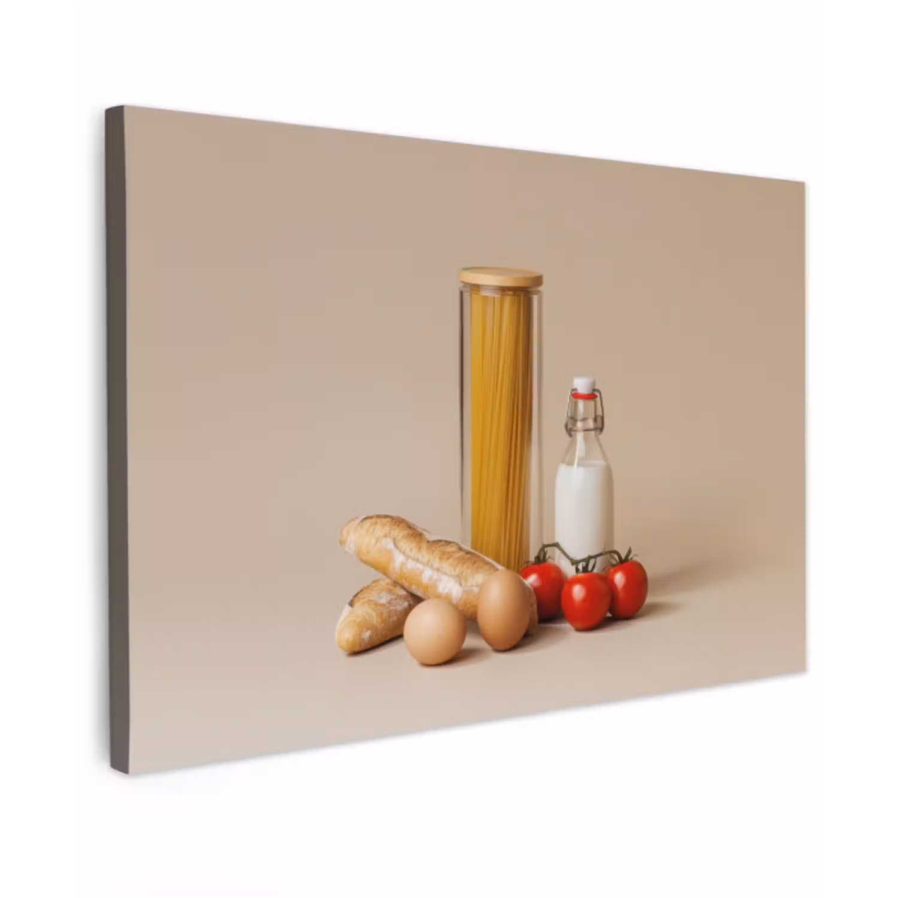 Spaghetti - Melk - Tomaten - Eieren - Brood canvas 2cm klein -z3d