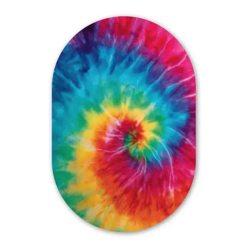 Regenboog - Tie dye - Kleurrijk - Blauw Wandcirkel Ovaal Forex klein -3d