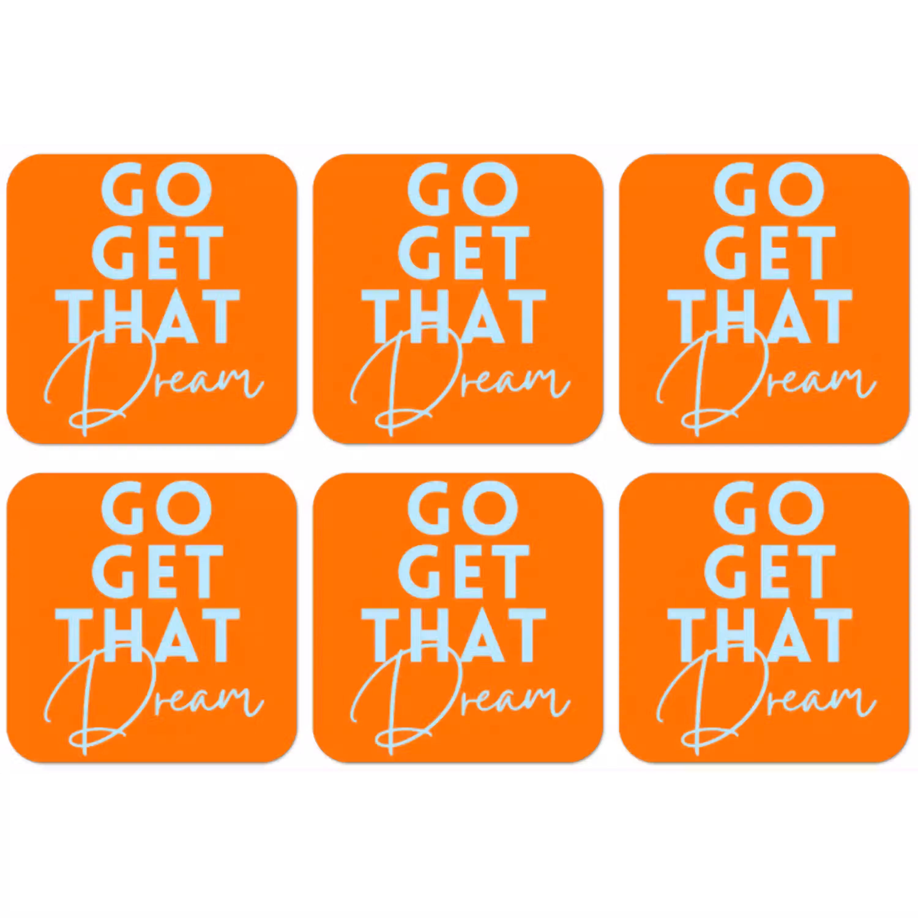 Oranje - Blauw - Go get that dream onderzetter kurk middel -zkaufland3dotto