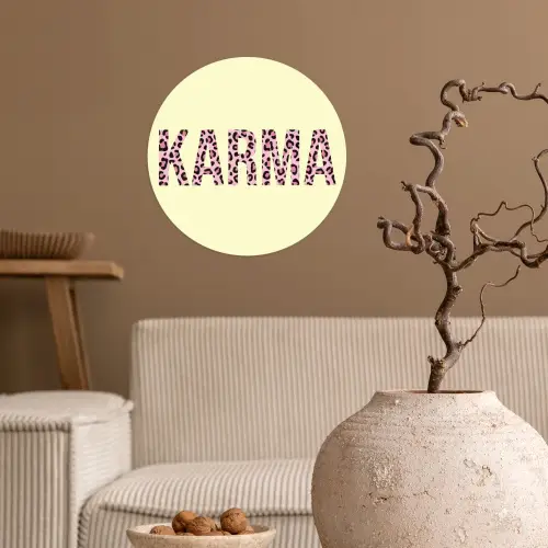 Karma - Luipaardprint - Geel Wandcirkel behangsticker klein -sfeer1