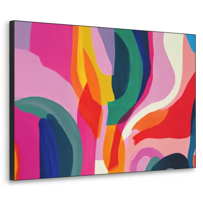 Vormen - Golvend - Abstract - Felroze Textielframe - compleet frame klein -3d