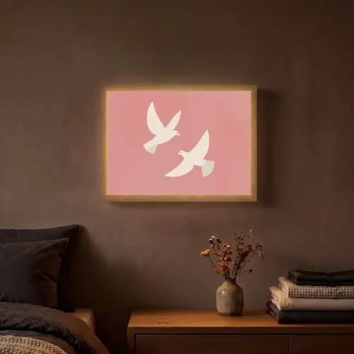 Duiven - Wit - Sierlijk Light Box met batterij (Wandlamp) middel -sfeer4