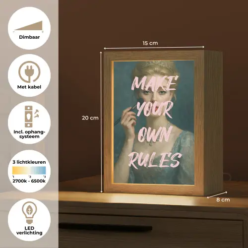 Klassiek - Sierlijk - Roze Light Box met kabel (Tafellamp) klein -USP_NL