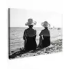 Vrouwen - Zonnehoed - Strand - Zwart - Wit Tuinposter op houten frame 2 cm dik klein -3d