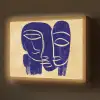 Okergeel - Blauw - Eenvoudige lijnen Light Box met batterij (Wandlamp) middel -z3d_website
