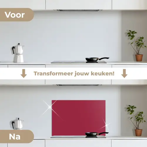 Rood - Effen kleur keuken achterwand spatscherm klein 900 -voor_na_NL