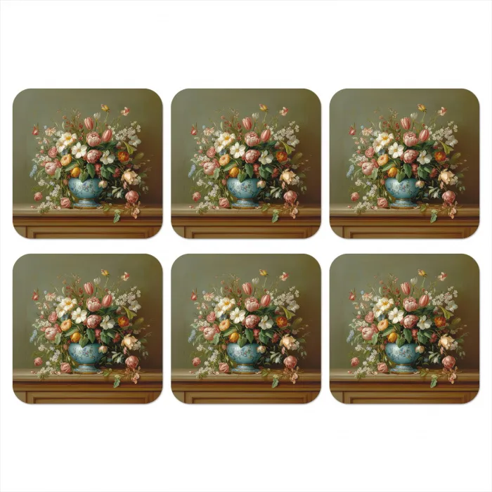 Vaas - Pastel - Kleuren - Bloemen onderzetter kurk middel -3d