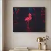 Flamingo - Roze - Neon - Licht Textielframe zwart klein -sfeer2