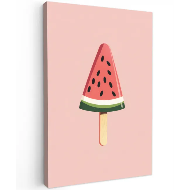 Watermeloen - Ijsje - Pitjes - Rood Tuinposter op houten frame 2 cm dik klein -3d