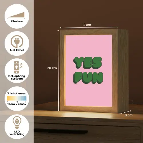 Yes fun - Groen - Roze Light Box met kabel (Tafellamp) klein -USP_NL