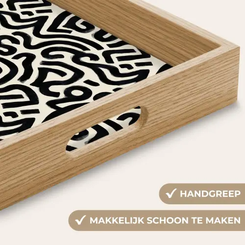 Modern - Abstract - Zwart Dienblad Rechthoek middel 911 -USP_HandgreepNL