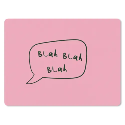 Tekstwolkje - BLAH BLAH BLAH - Roze muismat rubber klein -3d