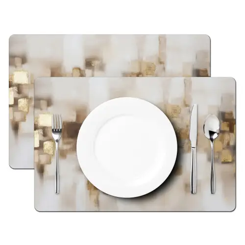 Abstracte vierkanten - Aardetonen - Mistig Placemat vinyl groot -zzsfeer2_Kitchenyeah-website