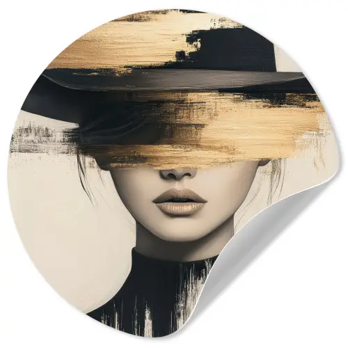 Vrouw - Hoed - Verf Wandcirkel behangsticker klein -3d