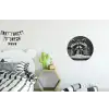 Wasbeer - Cute - Pasta - Tafelkleed - Zwart - Wit Wandcirkel aluminium klein -kinderkamer