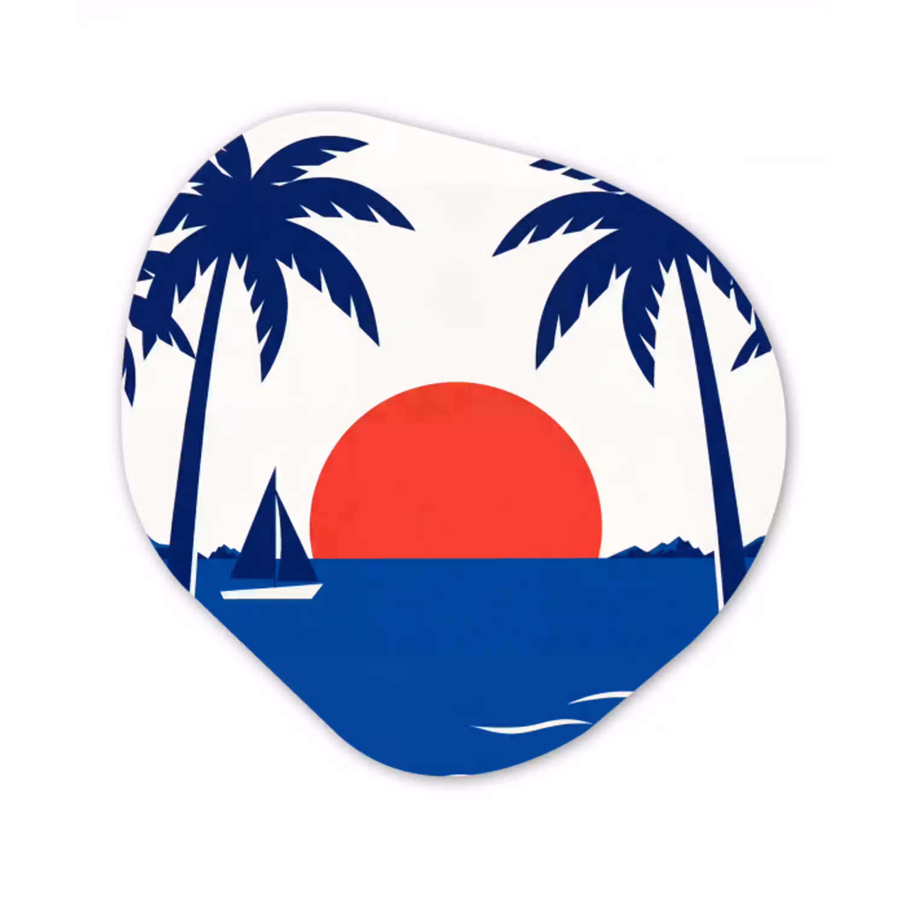 Zonsondergang - Zee - Palmboom - Tropisch - Modern Wandcirkel Organisch Aluminium middel -3d