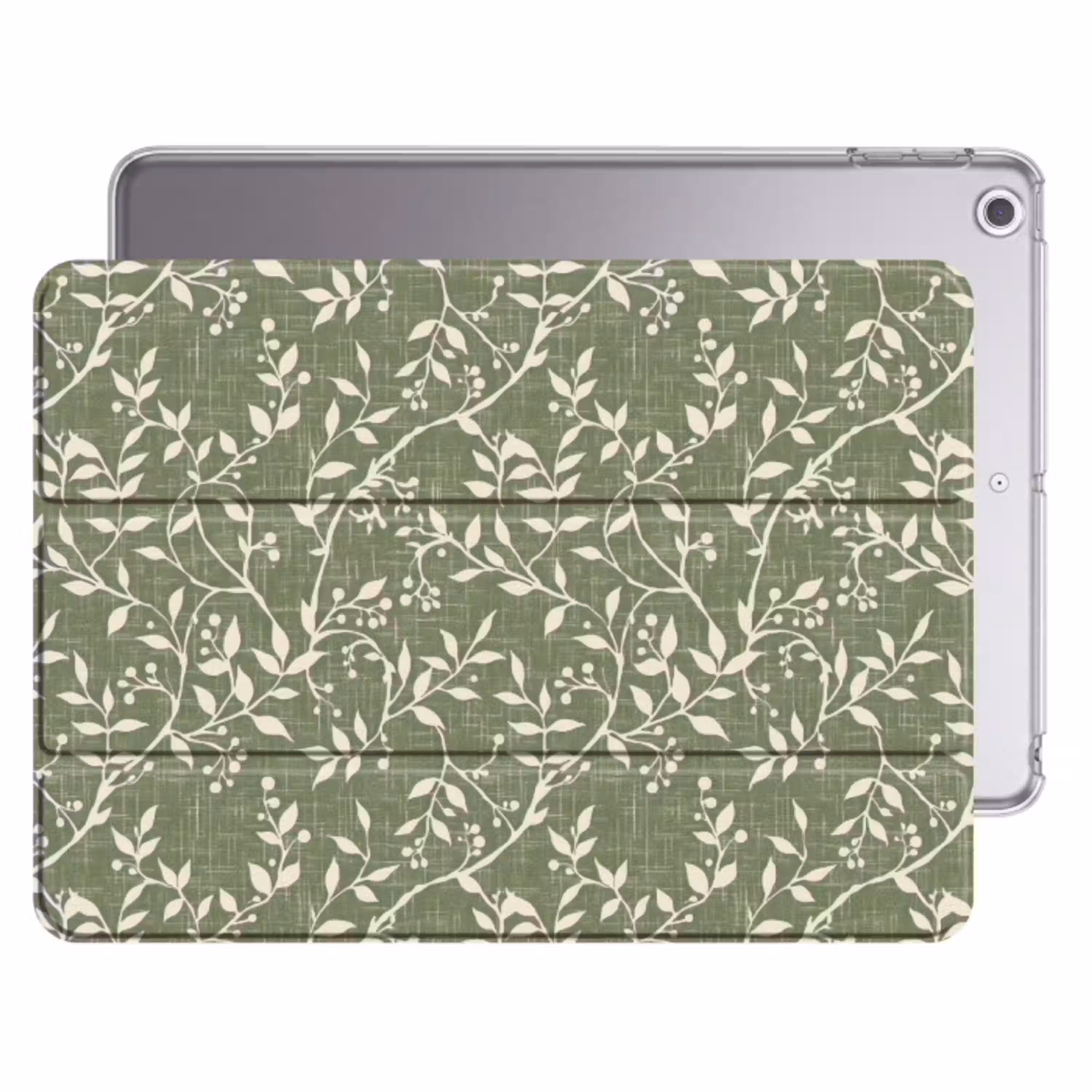 Saliegroen - Botanisch - Takken - Besjes - Linnen - Patroon Apple iPad 2017 middel 1172 -threedimensional_3d_global