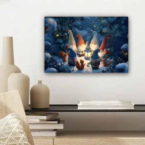 Winter - Gnooms - Eekhoorns - Meerkleurig canvas 2cm klein -sfeer6