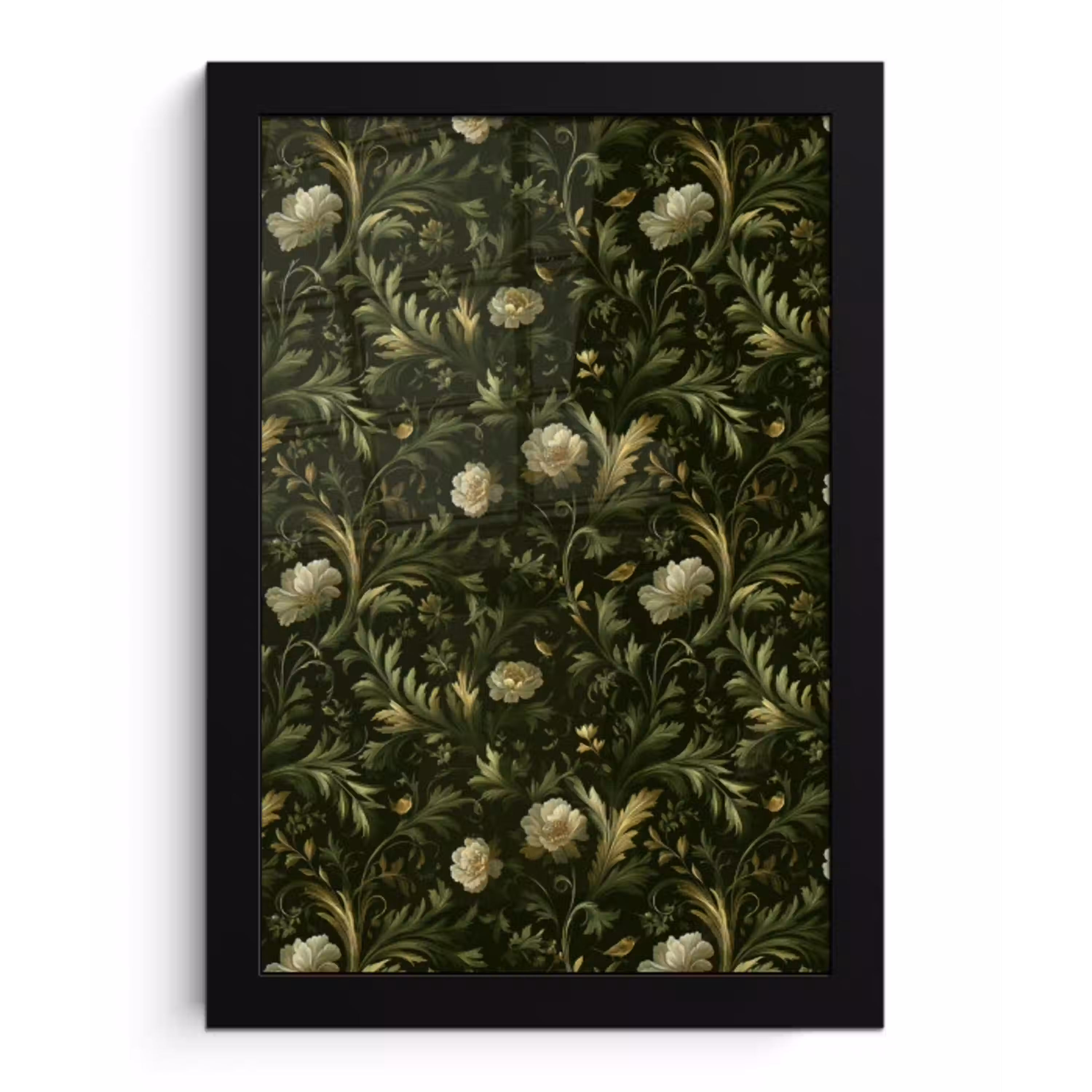 Botanisch - Naadloos - Bloemen fotolijst zwart zonder passe partout klein 224 -3d