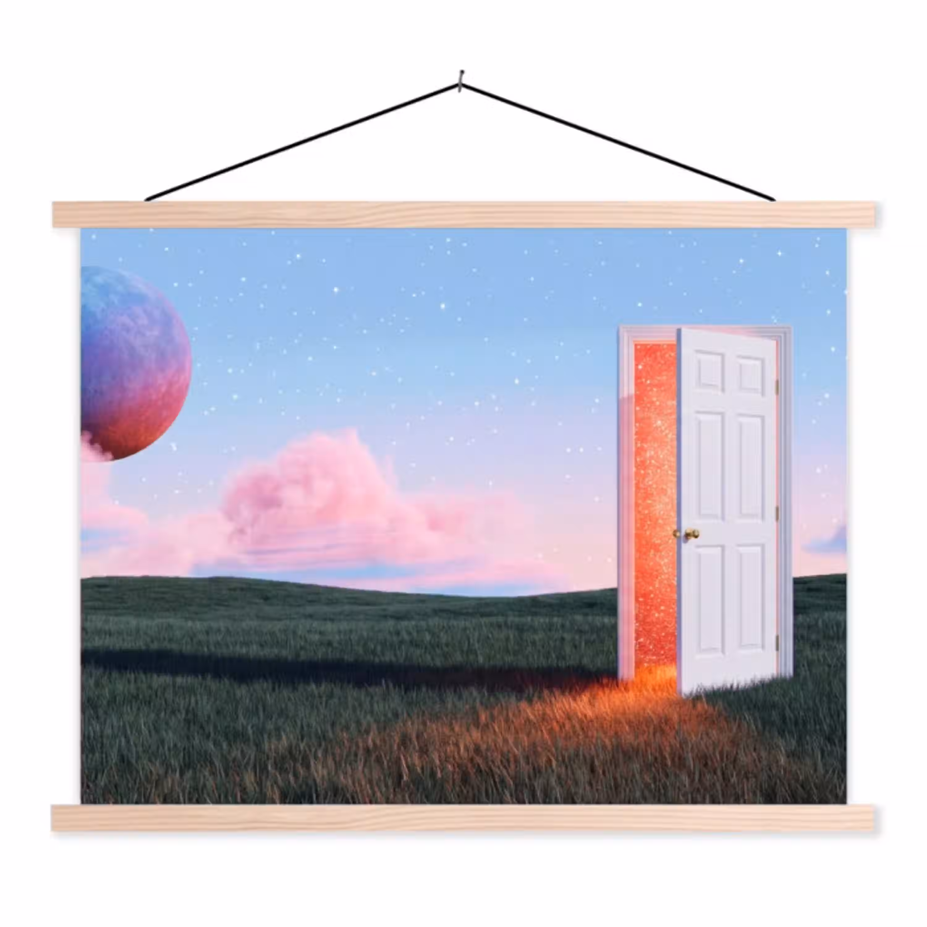 Deur - Fantasie - Ruimte textielposter latten blank klein -3d