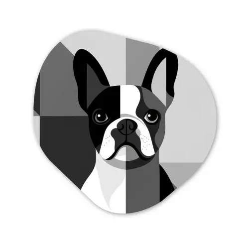 Buldog - Zwart - Abstract - Vlakken Wandcirkel Organisch Plexiglas middel -3d