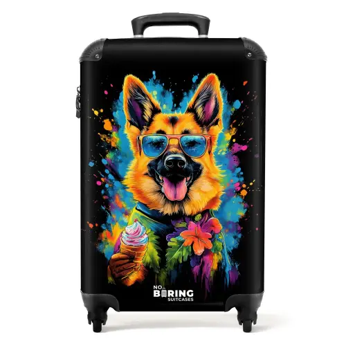 Zomerse hond met kleurrijke graffiti NBS - Handbagage koffer - Unisex middel -productfoto_recht