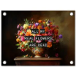 Kleur - Bloemen - Vintage - Bloemenvaas tuinposter los doek klein -3d