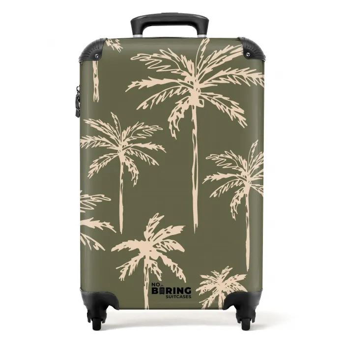 Patronen - Palmbomen op olijfgroen NBS - Handbagage koffer - Kinderen Unisex middel -productfoto_recht