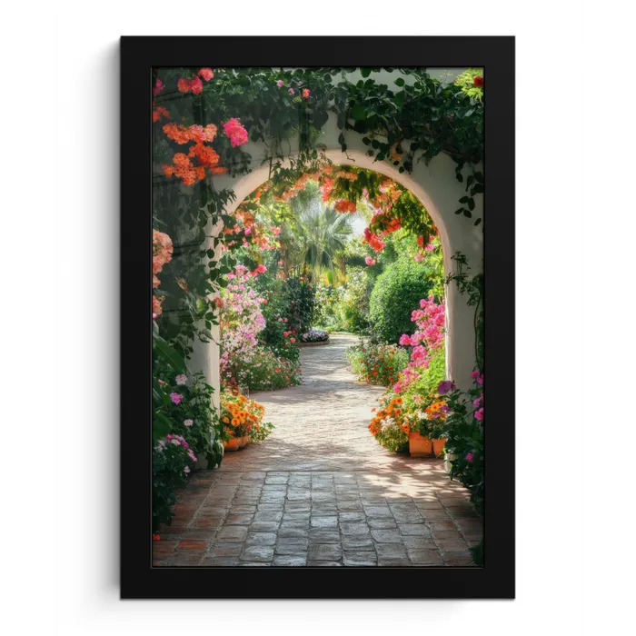 Doorkijk - Bloemen - Natuur - Bloementuin fotolijst zwart zonder passe partout klein -3d