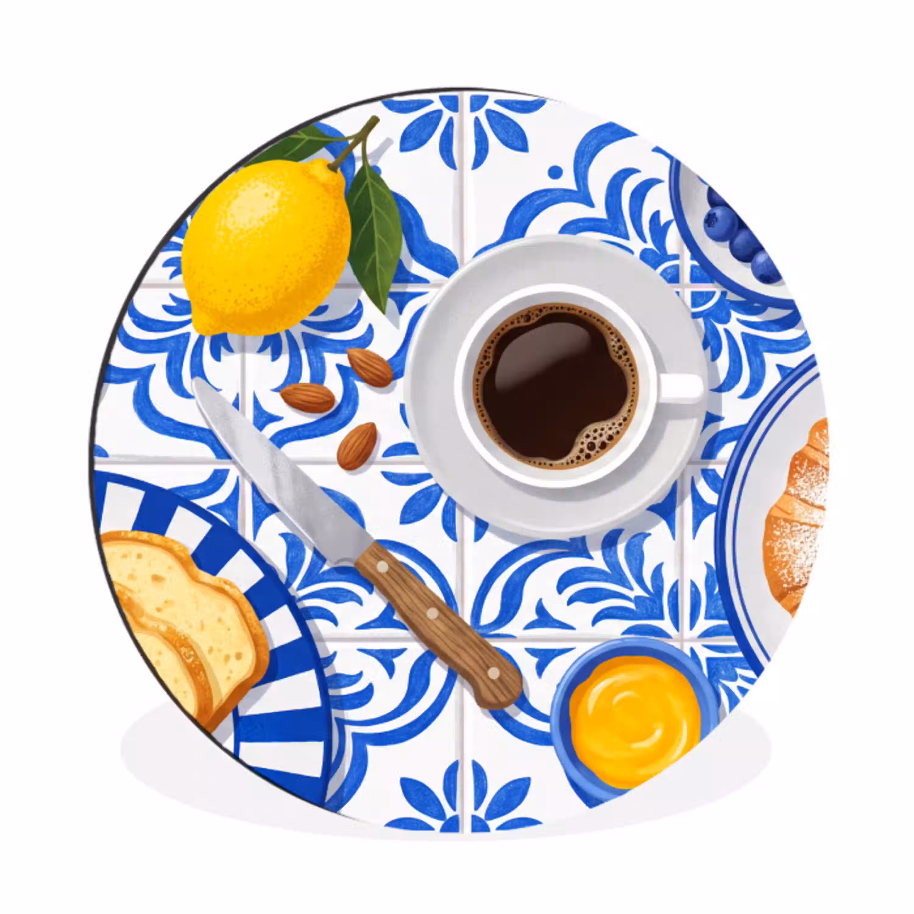 Ontbijt - Gebak - Eten Wandcirkel aluminium klein -3d