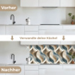 Abstract - Golven - Kleurrijk keuken achterwand 2 middel 871 -voor-na_DE