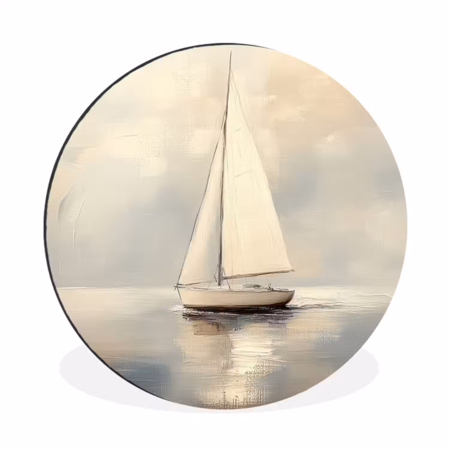 Wandcirkel - aluminium - Zeilschip - Zee - Bewolkt