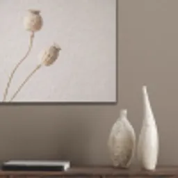 Papaverbollen - Droogbloemen - Minimalistisch - Beige - Rustig PET vilt klein -sfeer6_closeup