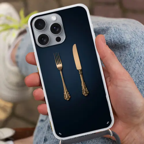 Bestek - Donkerblauw - Goud Hoesje iPhone 16 Pro Max met koord klein -sfeer3