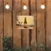 Bierfles - Zonsondergang - Palmbomen - Zee tuinposter los doek klein -sfeer1