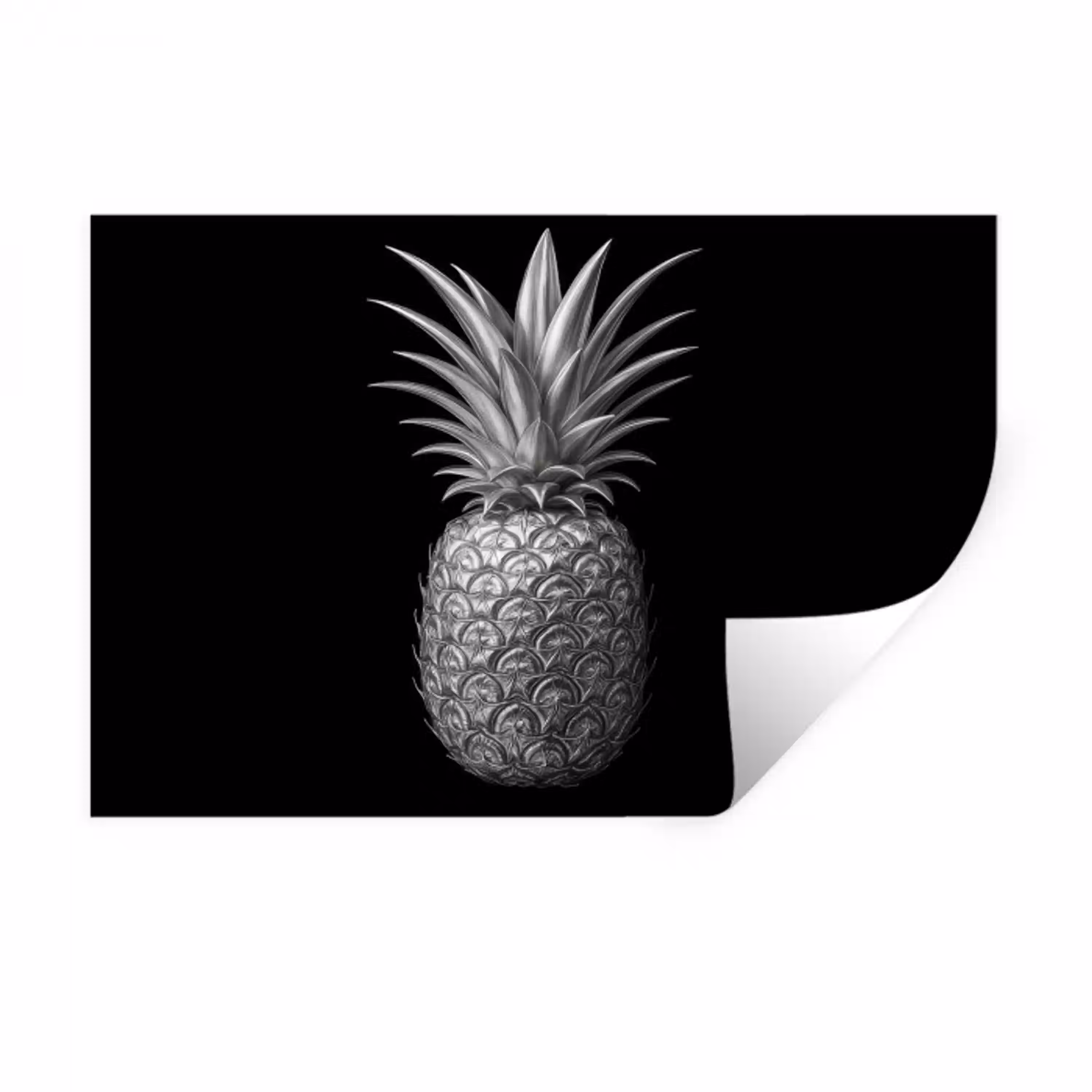 Ananas - Gedetailleerd - Bladeren Muursticker klein -3d