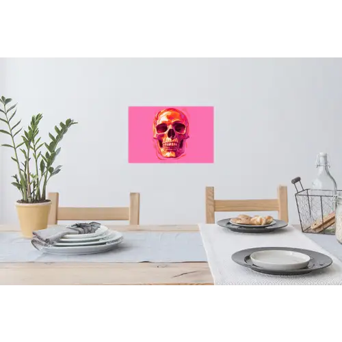 Felroze - Tanden - Schedel Muursticker klein -eettafel