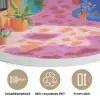 Geel - Blauw - Oranje - Huis Akoestische PET Vilt - Rond klein -closeup_DE