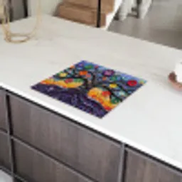 Levensboom - Mozaïek - Bloemen - Kleurrijk - Vrolijk Inductie beschermer vinyl 3mm middel -sfeer8