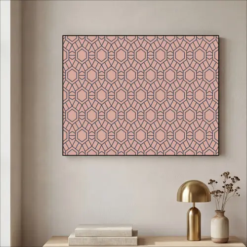 Strak - Patroon - Roze - Donkerblauw Textielframe zwart klein 947 -sfeer2