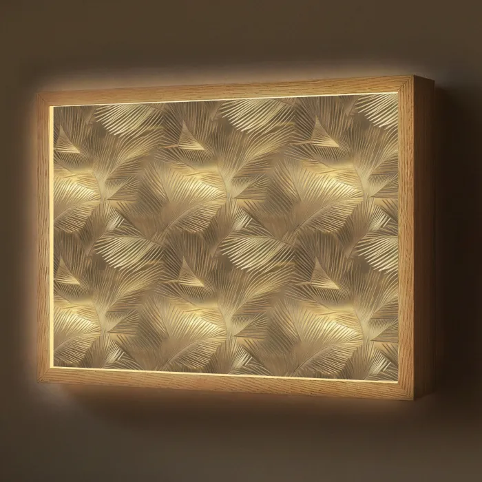 Palm - Waaier - Goud Light Box met batterij (Wandlamp) middel 907 -z3d_website