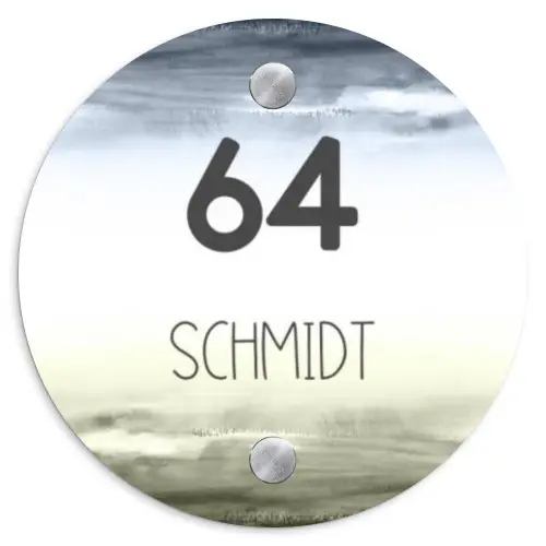 Aquarelachtergrond - Modern Naambord Rond klein -3d