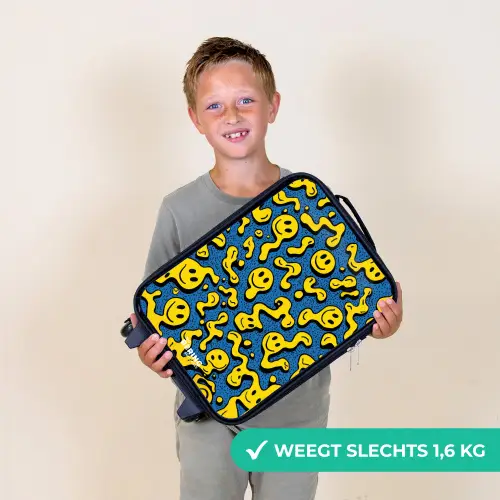 Smiley - Blauw - Geel Kinderkoffer - Zwart klein -sfeer4_NL