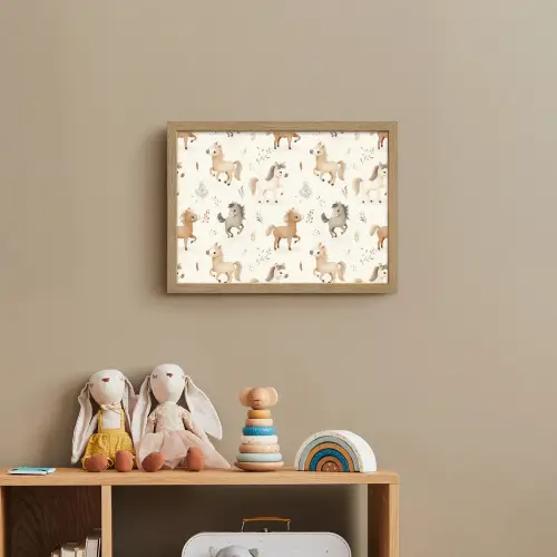 Veulens - Paard - Patroon - Beige Light Box met batterij (Wandlamp kind) middel -sfeer2_kind