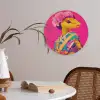 Hagedis - Bloemen - Roze - Kimono Akoestische PET Vilt - Rond klein -sfeer3