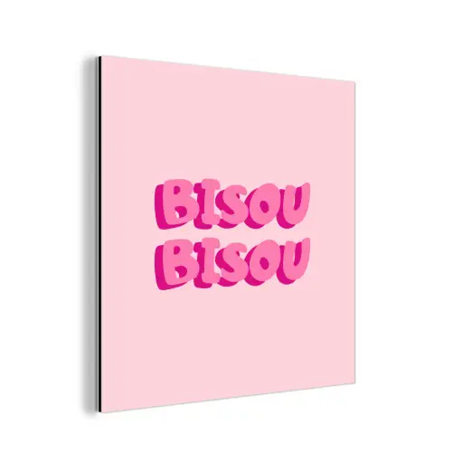 Bisou - Roze - Dikke letters aluminium wit klein -3d
