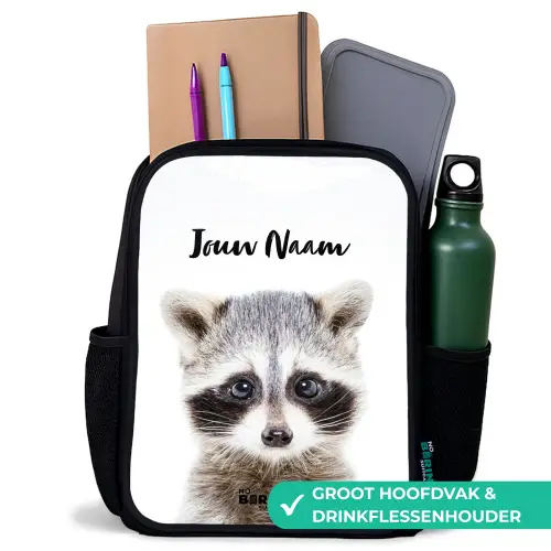 Rachid Racoon Rugzak - Zwart middel -inhoud_NL